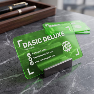 Modern Green Translucent with logo Clear Business Cards