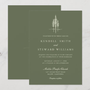 Modern Green Tree Forest Rustic Wedding Invitation