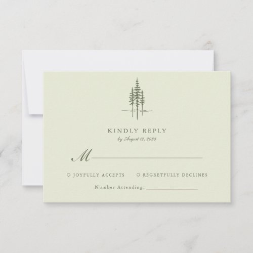Modern Green Tree Forest Rustic Wedding RSVP Card