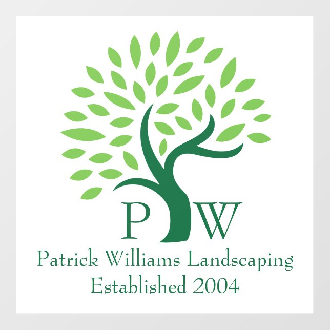 Modern Green Tree Logo Custom Landscaping Company Wall Decal (Front)