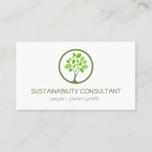 Modern green tree logo sustainability consultant business card