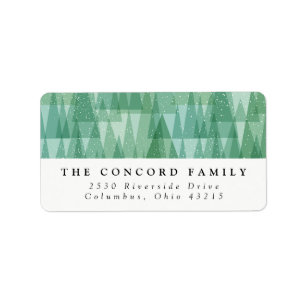 Modern green trees holiday return address label
