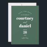 Modern Green Trendy Photo Save the Date<br><div class="desc">Modern Green Trendy Photo Save the Date features modern type pairings in bold,  modern colors,  along with a full photo on the back.</div>