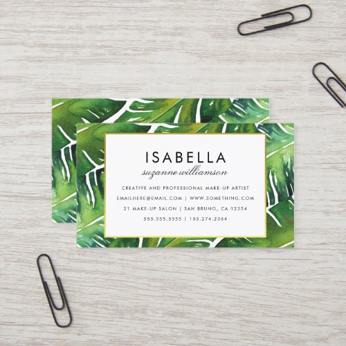 Modern Green Tropical Leaves Business Card - Create your own "Modern Green Tropical Leaves" business cards by Eugene Designs.