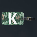 Modern Green Tropical Leaves Pattern Monogram   Luggage Tag<br><div class="desc">A really trendy and modern vector design featuring tropical leaves - you can personalise it with the initial of your name</div>