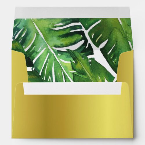 Modern Green Tropical Leaves Wedding Envelope - Create your own "Modern Green Tropical Leaves Wedding" envelopes by Eugene Designs.