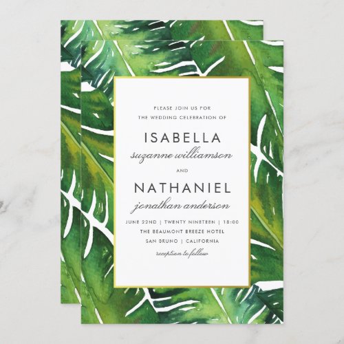 Modern Green Tropical Leaves Wedding Invitation - Create your own "Modern Green Tropical Leaves Wedding" invitations by Eugene Designs.