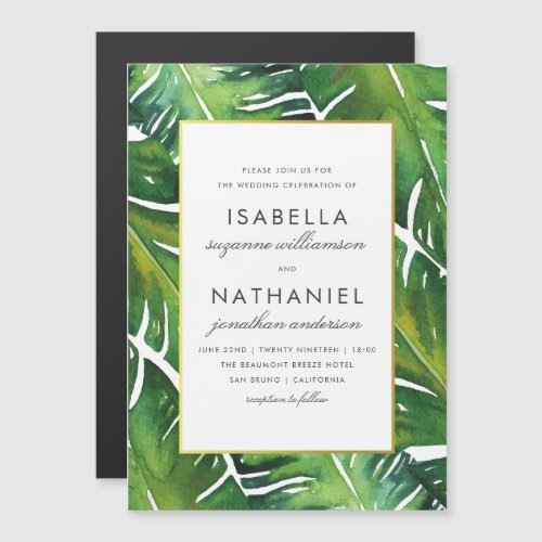 Modern Green Tropical Leaves Wedding Magnetic Invitation - Create your own "Modern Green Tropical Leaves Wedding" magnetic invitations by Eugene Designs.