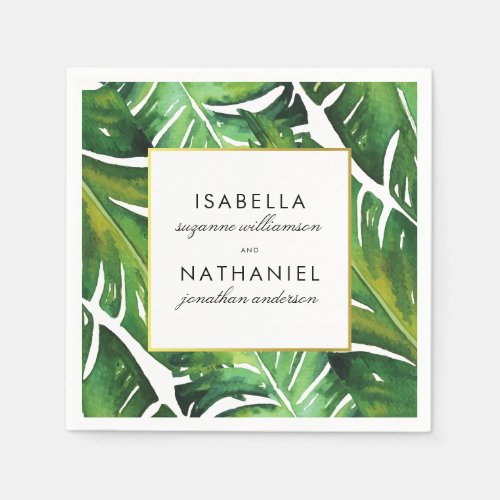 Modern Green Tropical Leaves Wedding Napkins - Create your own "Modern Green Tropical Leaves Wedding" theme by Eugene Designs.