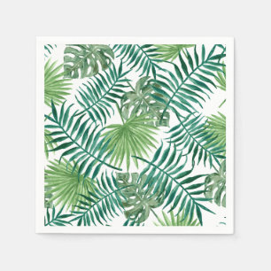 Modern Green Tropical Palm Leaves Napkins