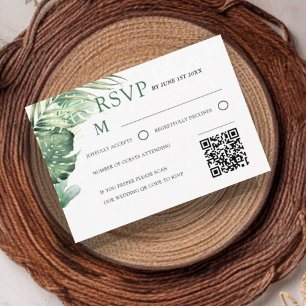Modern Green Tropical RSVP Wedding Card