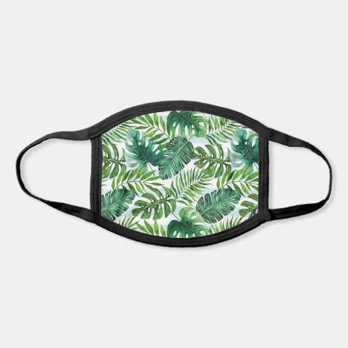 Modern Green Tropical Watercolor Leaves Face Mask