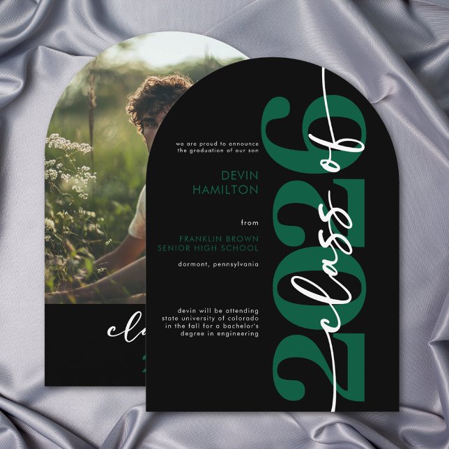 Modern Green Typography Arch Grad Announcement (Modern Green Typography Arch Grad Announcement)