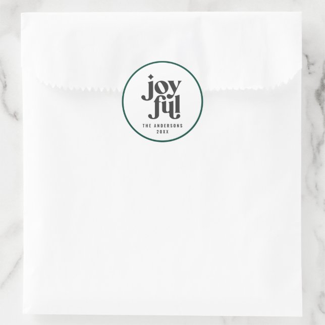 Modern green typography christmas holiday classic round sticker (Bag)