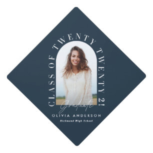 Modern green typography photo arch graduation grad graduation cap topper