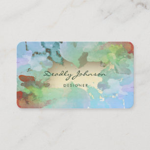 Modern Green Watercolor Abstract Elegant Cool Business Card