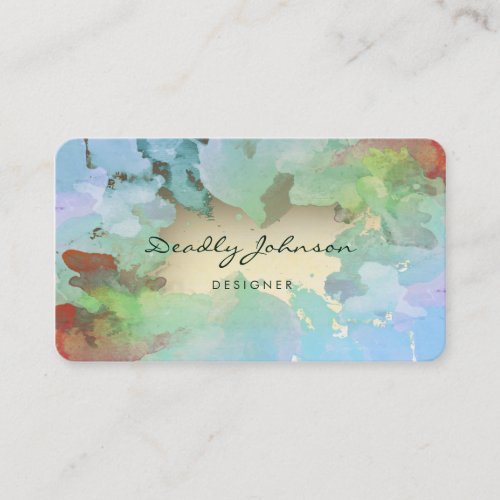 Modern Green Watercolor  Abstract Elegant Cool Business Card