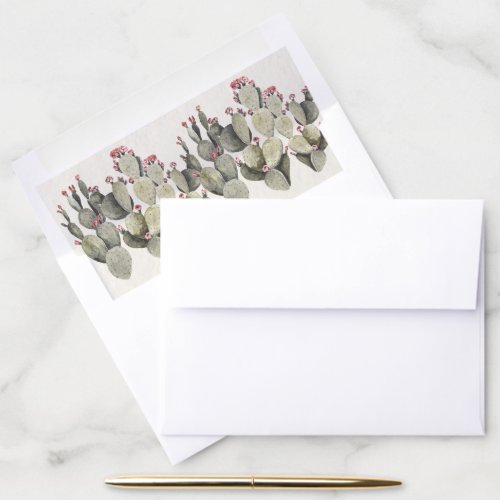 Modern Green Watercolor Cactus  Envelope Liner