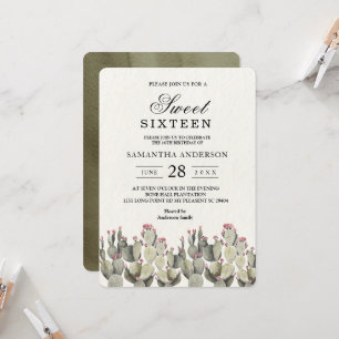 Modern Green Watercolor Cactus Invitation
