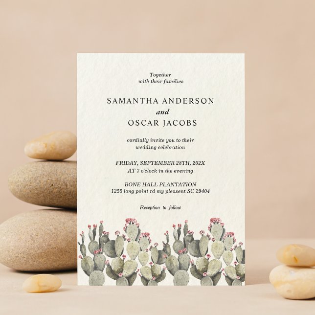 Modern Green Watercolor Cactus  Invitation (Creator Uploaded)