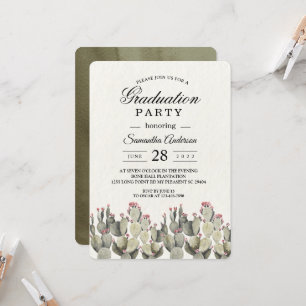 Modern Green Watercolor Cactus  Invitation