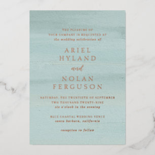 Modern Green Watercolor Elegant Wedding Foil Invitation