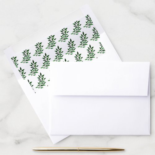 Modern Green Watercolor Greenery Pattern Wedding Envelope Liner