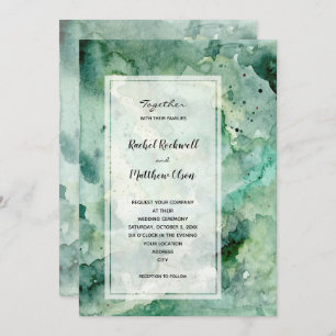Modern Green Watercolor Wedding Invitation