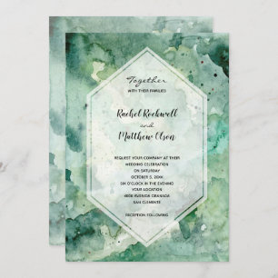 Modern Green Watercolor Wedding Invitation