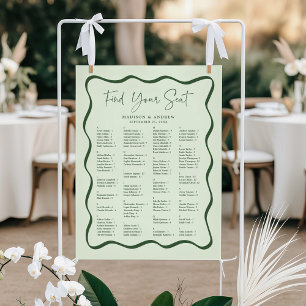 Modern Green Wavy Frame Alphabetical Seating Chart