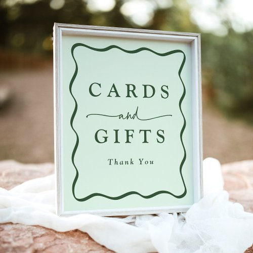 Modern Green Wavy Frame Cards and Gifts Poster