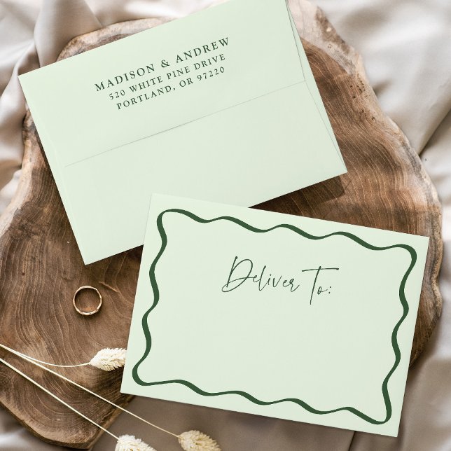 Modern Green Wavy Frame Wedding Envelope (Creator Uploaded)