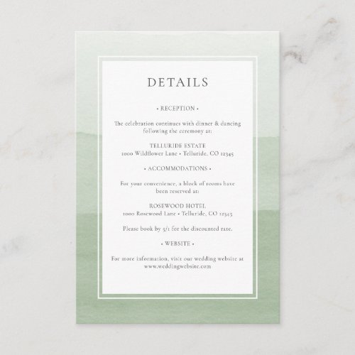 Modern Green Wedding Enclosure Card