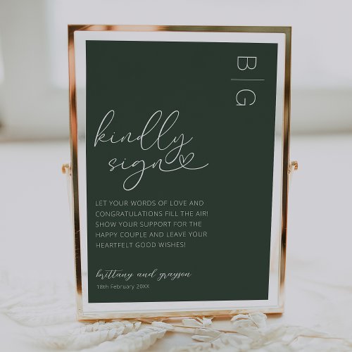Modern Green Wedding Guestbook Sign