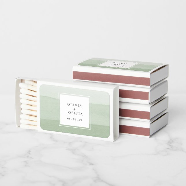 Modern Green Wedding Matchboxes (Stacked)