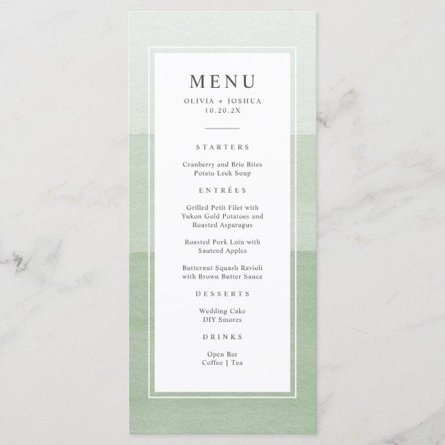 Modern Green Wedding Menu (Front)