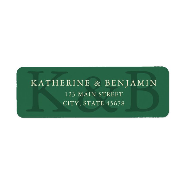 Modern Green Wedding Return Address Label (Front)