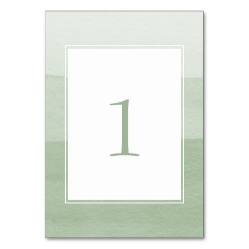 Modern Green Wedding Table Number