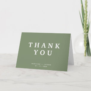 Modern Green Wedding Thank You Folding Card