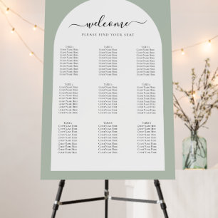 Modern Green Wedding Welcome Seating Chart Arch Foam Board