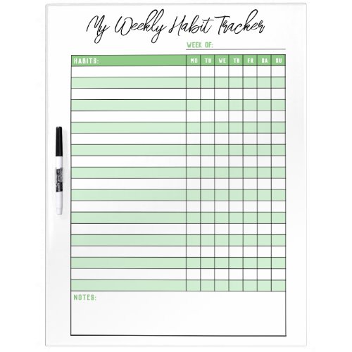 Modern Green Weekly Habit Tracker Dry Erase Board