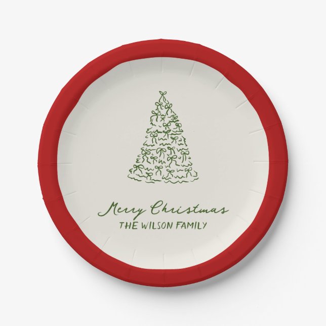 Modern Green Whimsical Christmas Paper Plates (Front)