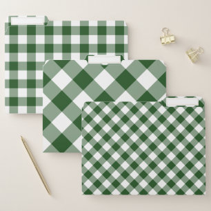 Modern Green White Buffalo Check Pattern File Folder