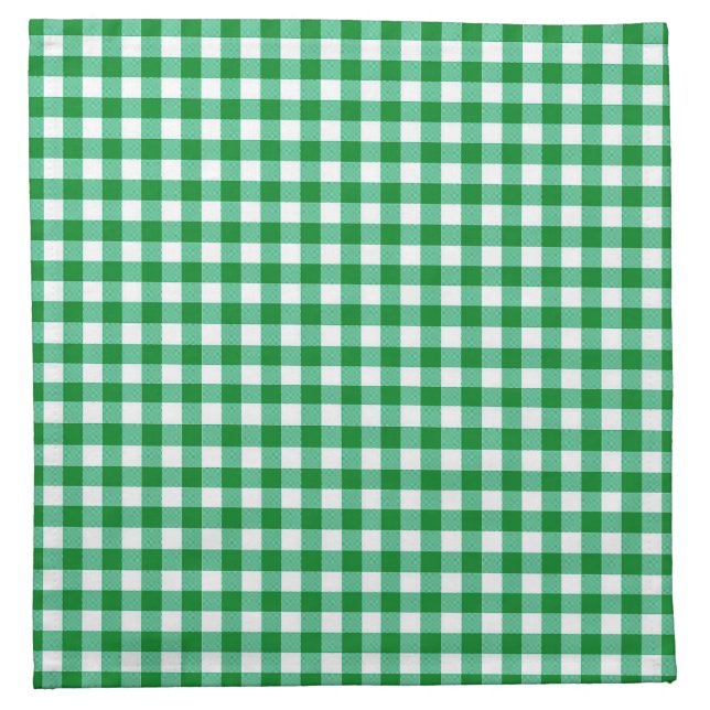 Modern Green White Buffalo Checks Pattern Cloth Napkin (Front)