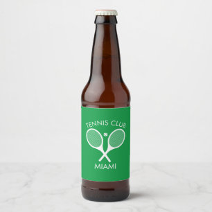 Modern Green White Elegant Classic Tennis     Beer Bottle Label