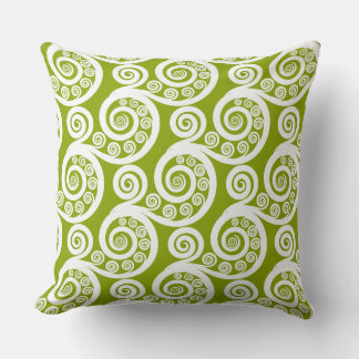 Modern Green & White Fern Frond Throw Pillow