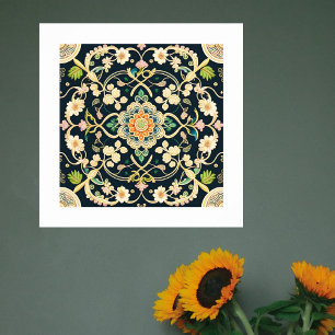 Modern Green White Floral Illustration Poster