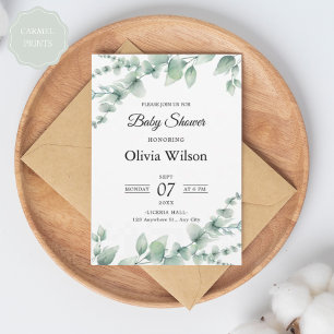 Modern Green & White Floral Patter Design Invitation