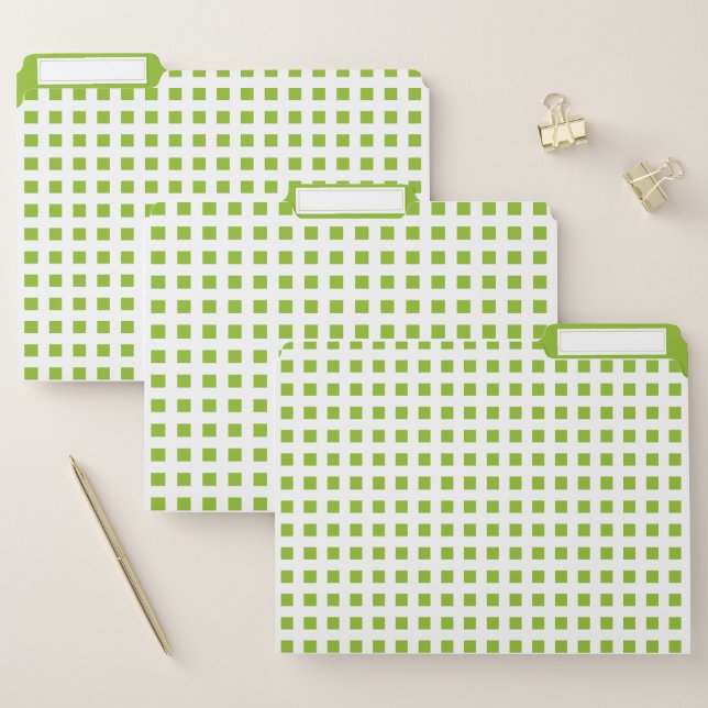 Modern green white gingham minimalist pattern file folder (Set)
