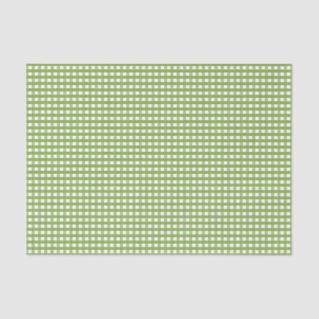 Modern Green & White Gingham Pattern Favor Tissue Paper (Front)